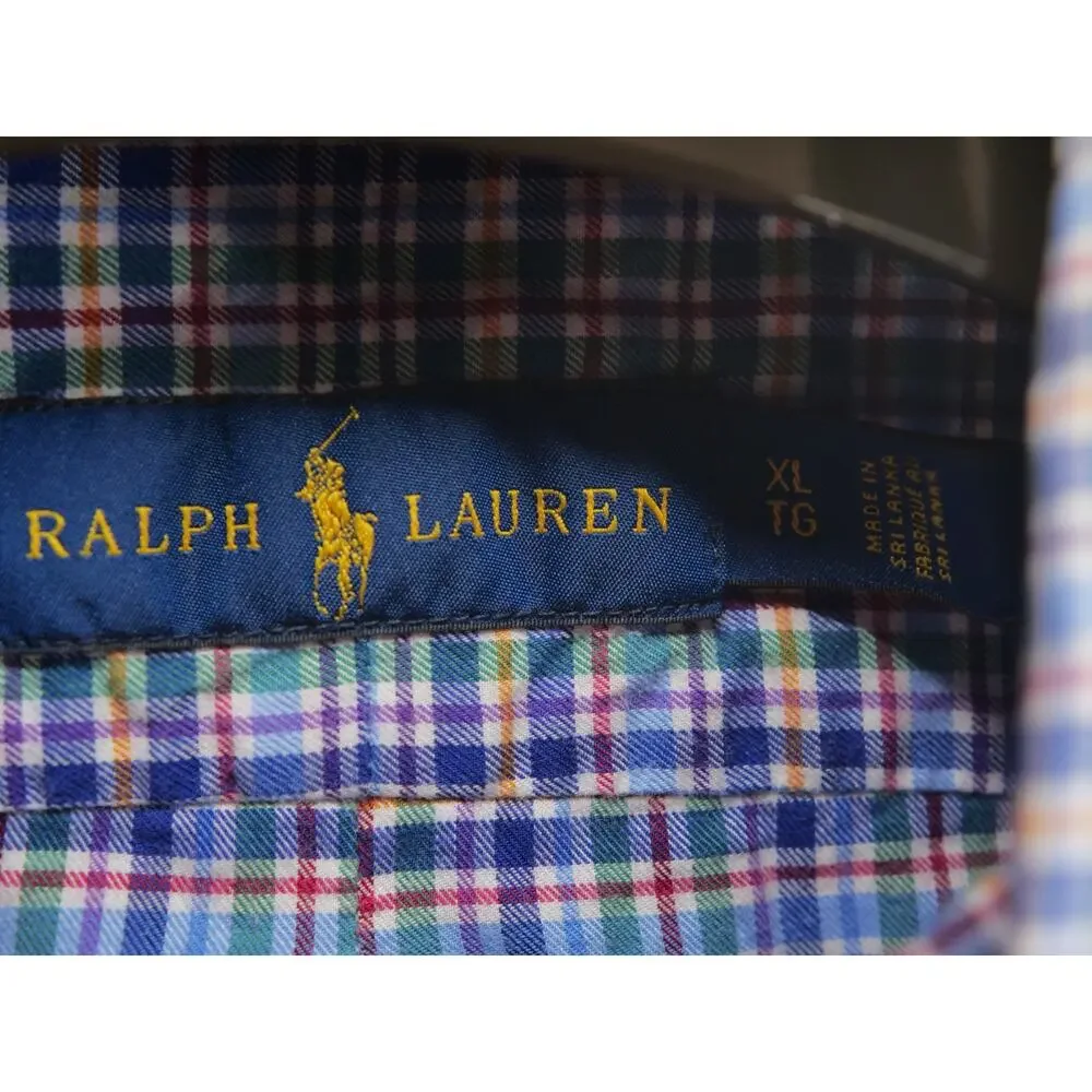 Polo Ralph Lauren Men's XL Blue Multi-Color Plaid Button Down Shirt Long Sleeve